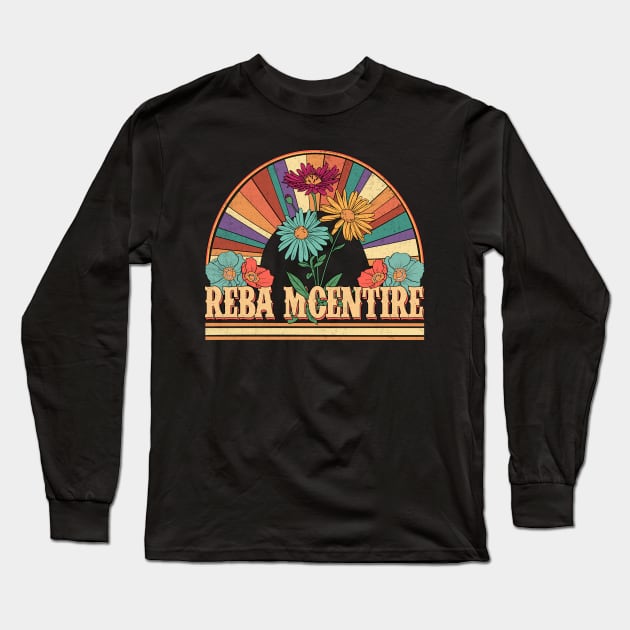 Reba Flowers Name McEntire Personalized Gifts Retro Style Long Sleeve T-Shirt by Dinosaur Mask Store